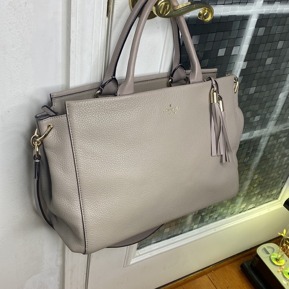 ♠️ Kate spade beautiful gray leather large top handle satchel shoulder bag ♠️ - Picture 2 of 16